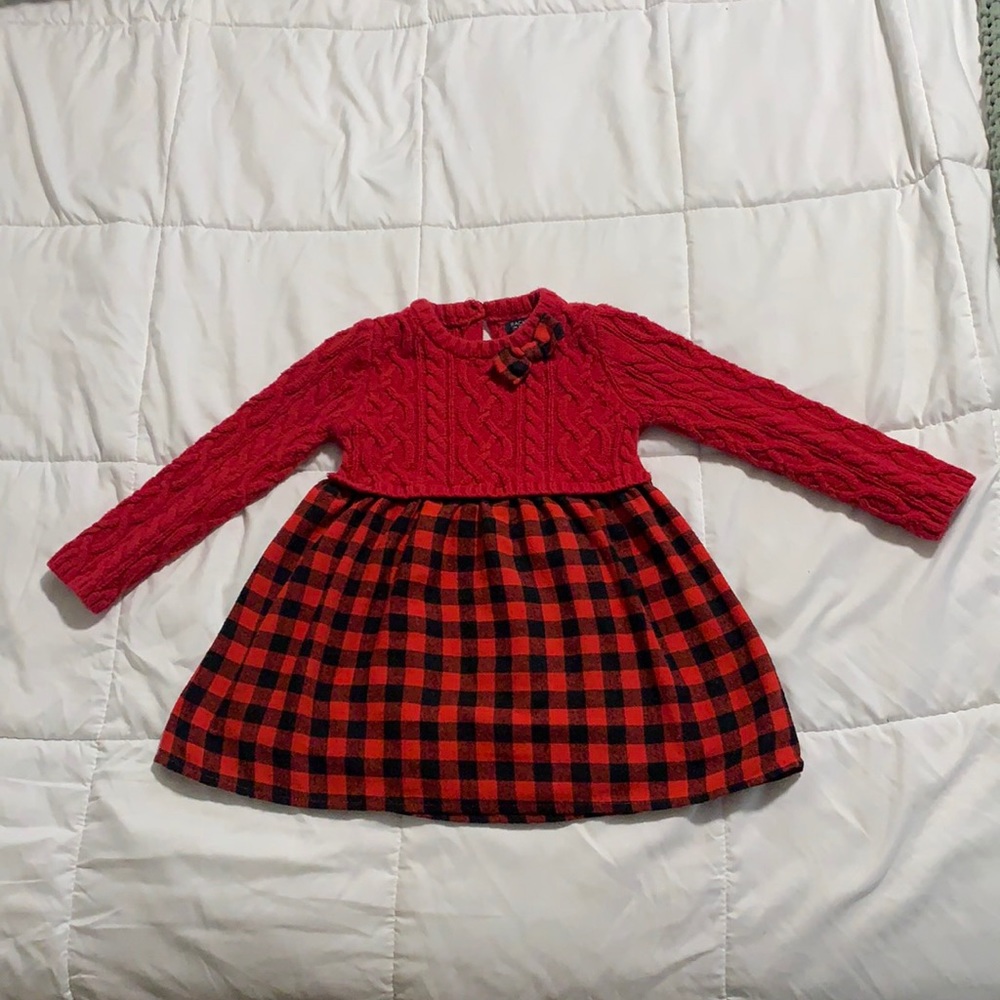 Red Plaid Sweater Dress